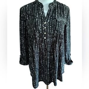 COCOMO 2X Black White Plus Size 3/4 sleeve women’s Pintuck Blouse tunic …